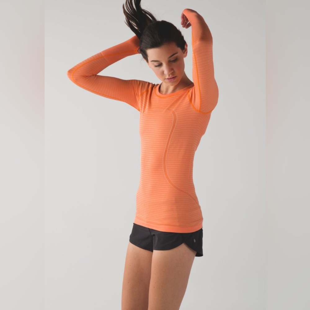lululemon athletica Long Sleeve Seamless Top in Bright Orange